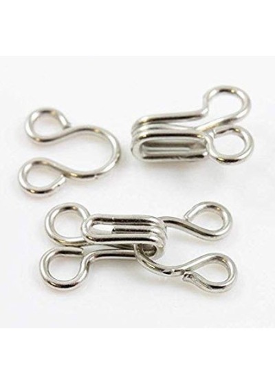 10 Metal hooks and eyes / Black, silver / size 10 to 15 mm / Sewing closure  system, metal hook and eye -  Portugal